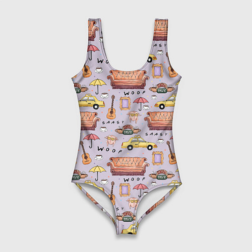 Женский купальник-боди Друзья - паттерн / 3D-принт – фото 1