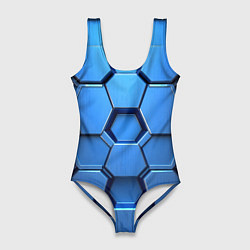 Купальник-боди 3D женский Синий бронежилет, цвет: 3D-принт