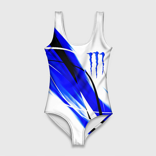 Женский купальник-боди Monster energy линии абстракции / 3D-принт – фото 1