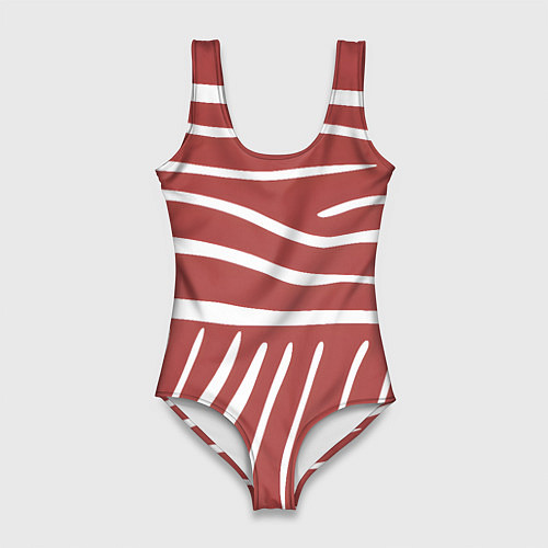 Женский купальник-боди Полоски красной зебры / 3D-принт – фото 1