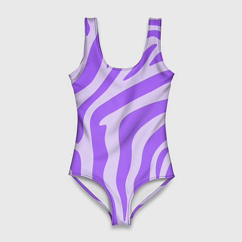 Женский купальник-боди Лавандовый тигровый паттерн / 3D-принт – фото 1