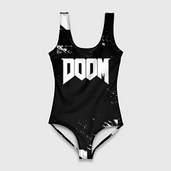 Купальник-боди 3D женский Doom краски клетка, цвет: 3D-принт