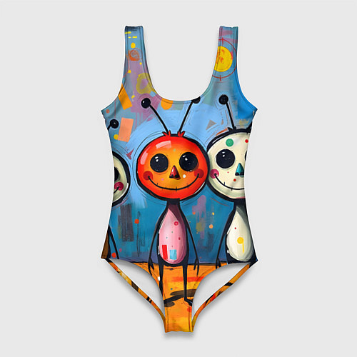 Женский купальник-боди Инопланетные человечки / 3D-принт – фото 1