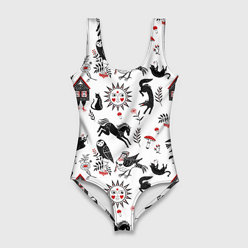 Женский купальник-боди Русские сказки / 3D-принт – фото 1