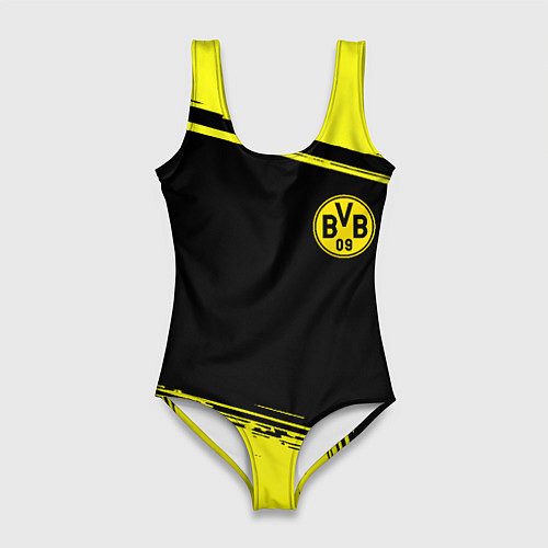 Женский купальник-боди Borussia жёлтые полосы / 3D-принт – фото 1