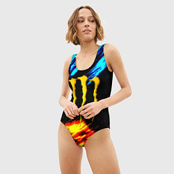 Купальник-боди 3D женский Monster energy текстура огненная, цвет: 3D-принт — фото 2