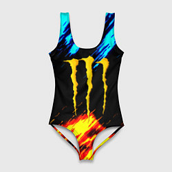 Купальник-боди 3D женский Monster energy текстура огненная, цвет: 3D-принт