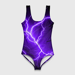 Купальник-боди 3D женский Color purple black, цвет: 3D-принт