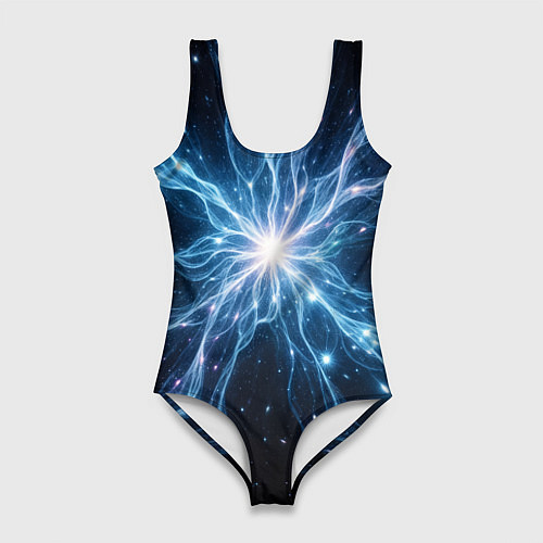 Женский купальник-боди Всплеск света и звезды - космическая абстракция / 3D-принт – фото 1
