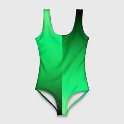 Купальник-боди 3D женский Чёрно-зелёный градиент пополам, цвет: 3D-принт