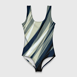 Женский купальник-боди Синий с оливковым диагональные полосы