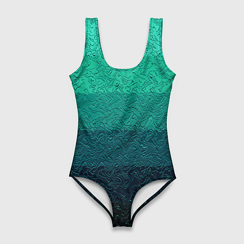 Женский купальник-боди Бирюзовый градиент полосами / 3D-принт – фото 1