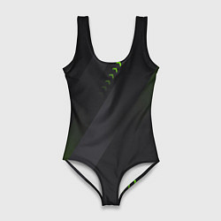 Купальник-боди 3D женский Color black green, цвет: 3D-принт