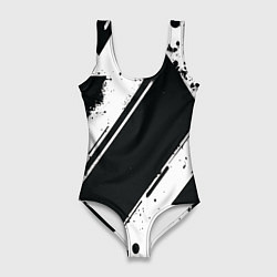 Купальник-боди 3D женский Color black white, цвет: 3D-принт