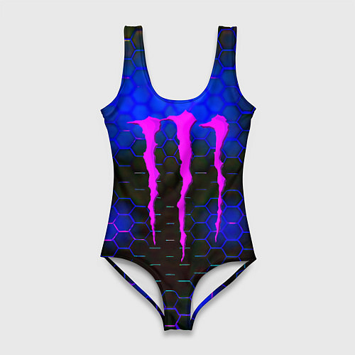 Женский купальник-боди Monster energy неоновая броня / 3D-принт – фото 1