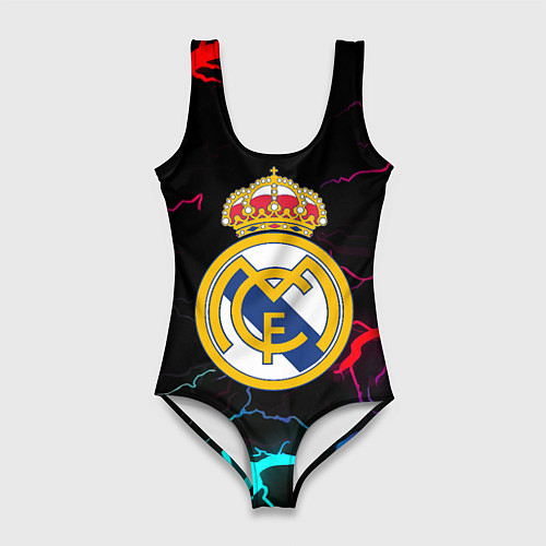 Женский купальник-боди Real Madrid neon storm / 3D-принт – фото 1