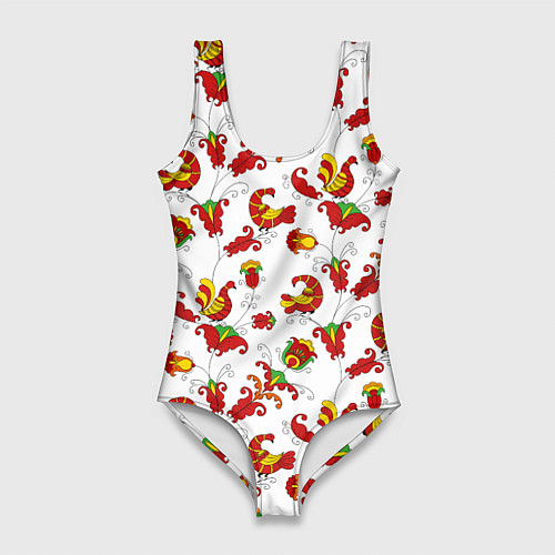 Женский купальник-боди Русский народный орнамент в стиле росписей Северно / 3D-принт – фото 1