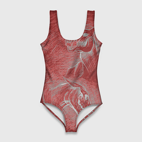 Женский купальник-боди Черепа лошадей - эскиз / 3D-принт – фото 1