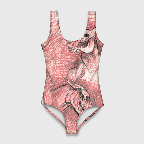 Женский купальник-боди Черепа лошадей - эскиз / 3D-принт – фото 1