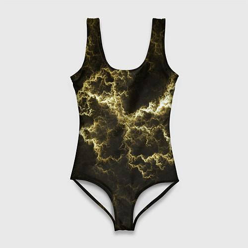 Женский купальник-боди Lightning yellow / 3D-принт – фото 1