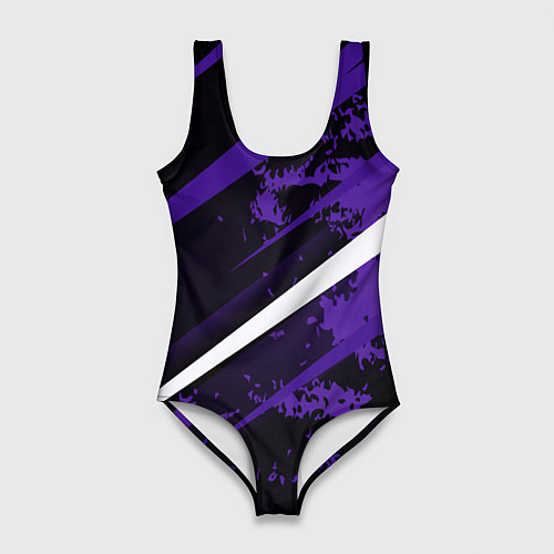 Женский купальник-боди Color black purple line / 3D-принт – фото 1