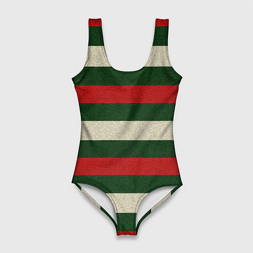 Женский купальник-боди Цветные лини текстура ткани / 3D-принт – фото 1