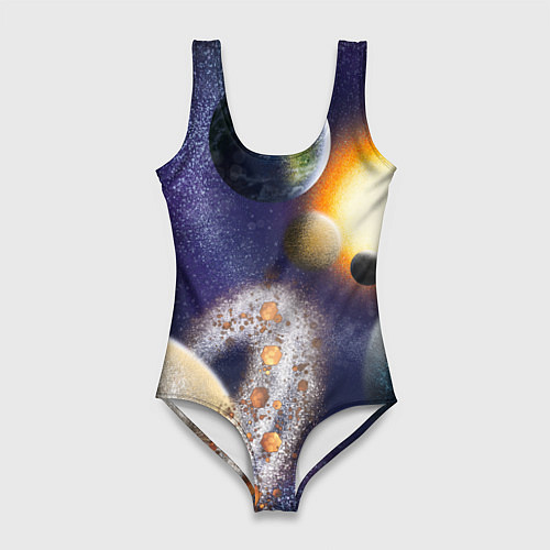 Женский купальник-боди Парад планет / 3D-принт – фото 1