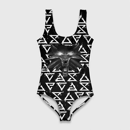 Женский купальник-боди Ведьмак паттерн лого / 3D-принт – фото 1