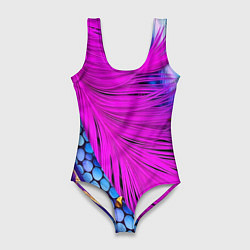 Женский купальник-боди Чешуя и розовое перо