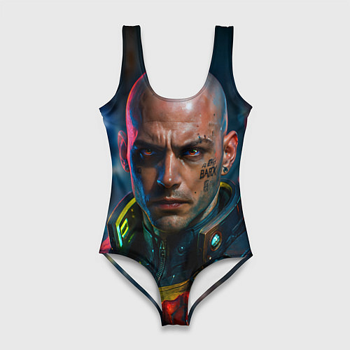 Женский купальник-боди Мужчина в стиле киберпанка / 3D-принт – фото 1