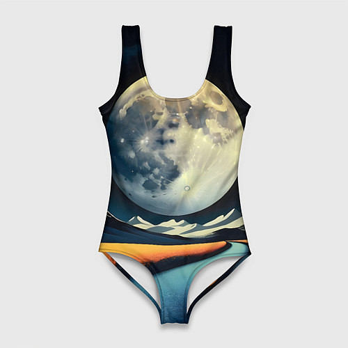 Женский купальник-боди Луна и маки / 3D-принт – фото 1