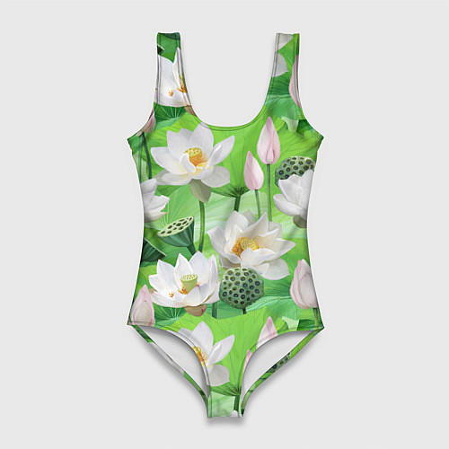 Женский купальник-боди Озеро лотосов / 3D-принт – фото 1
