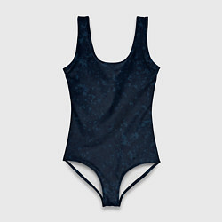 Купальник-боди 3D женский Темный синий однотонный пятнистый, цвет: 3D-принт
