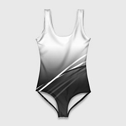 Купальник-боди 3D женский Градиент с полосами из белого в тёмный, цвет: 3D-принт