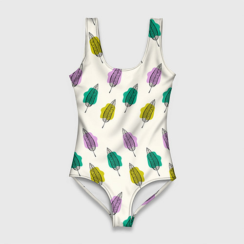 Женский купальник-боди Листья на пятнах / 3D-принт – фото 1