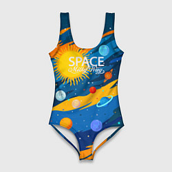 Купальник-боди 3D женский Млечный путь -наш дом, цвет: 3D-принт