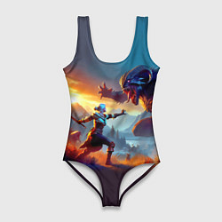 Женский купальник-боди Битва Цири с монстром - Ведьмак 4