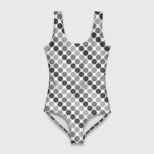 Женский купальник-боди Черный и серый горох на белом фоне / 3D-принт – фото 1