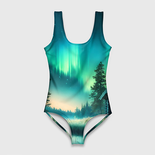 Женский купальник-боди Салатневое небо / 3D-принт – фото 1