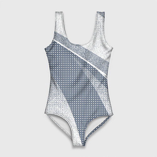 Женский купальник-боди Светлый серо-голубой текстурированный с полосой / 3D-принт – фото 1
