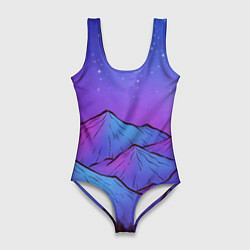 Женский купальник-боди Горы под звездным небом