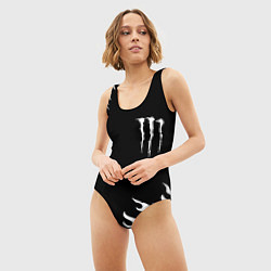 Купальник-боди 3D женский Monster energy белый огонь, цвет: 3D-принт — фото 2