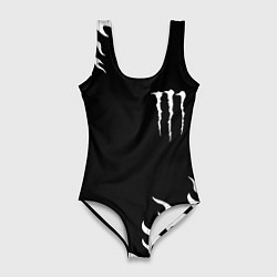 Женский купальник-боди Monster energy белый огонь