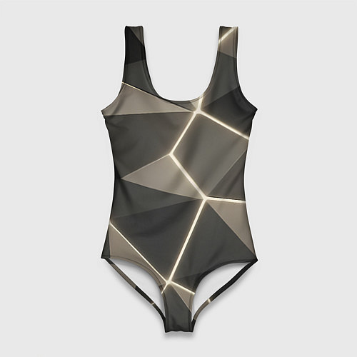 Женский купальник-боди Серая объемная текстура с гранями / 3D-принт – фото 1