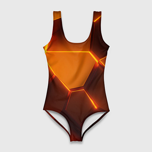 Женский купальник-боди Оранжевые объемные пластины / 3D-принт – фото 1