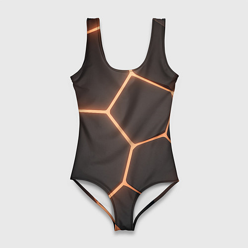 Женский купальник-боди Серая текстура из сот / 3D-принт – фото 1