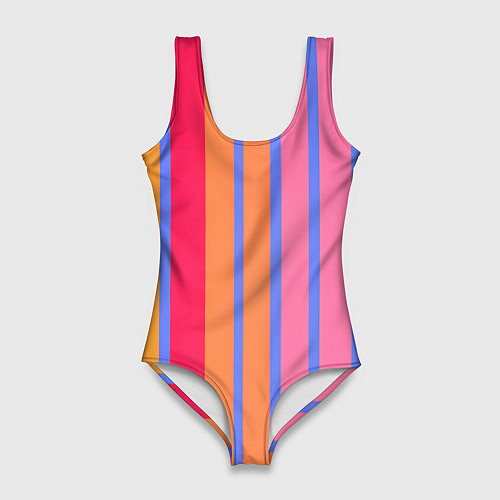 Женский купальник-боди Теплые цветные полосы / 3D-принт – фото 1
