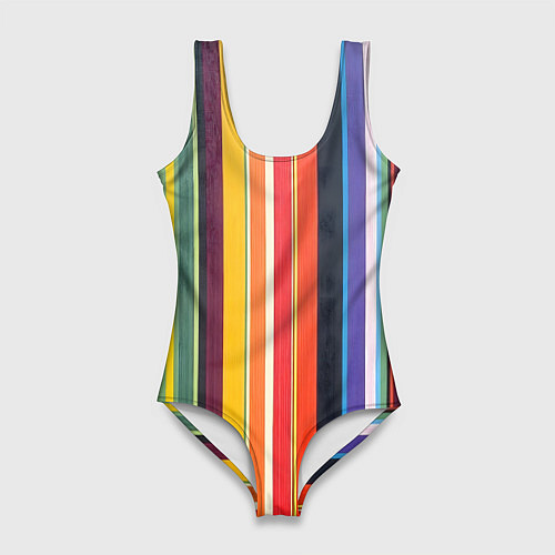 Женский купальник-боди Разноцветная полоска / 3D-принт – фото 1