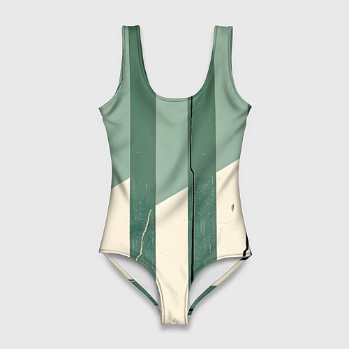 Женский купальник-боди Зеленые полосы / 3D-принт – фото 1