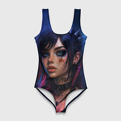 Купальник-боди 3D женский Девушка неформалка cosmic hell goth, цвет: 3D-принт